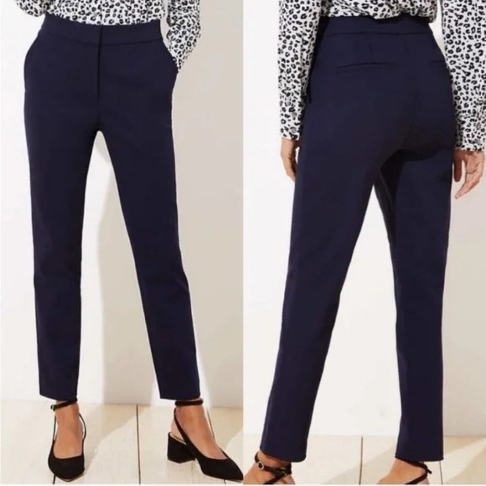 Ann Taylor LOFT Essential Skinny Ankle Pants in Julie Fit, Size 8 Reg, Navy Blue
